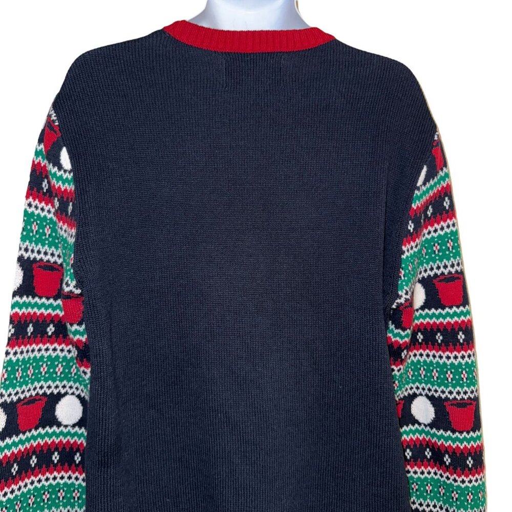 Ugly Christmas Sweater Beer Pong Mens XL Holiday Funny Party Contest Sunglasses - Picture 5 of 7